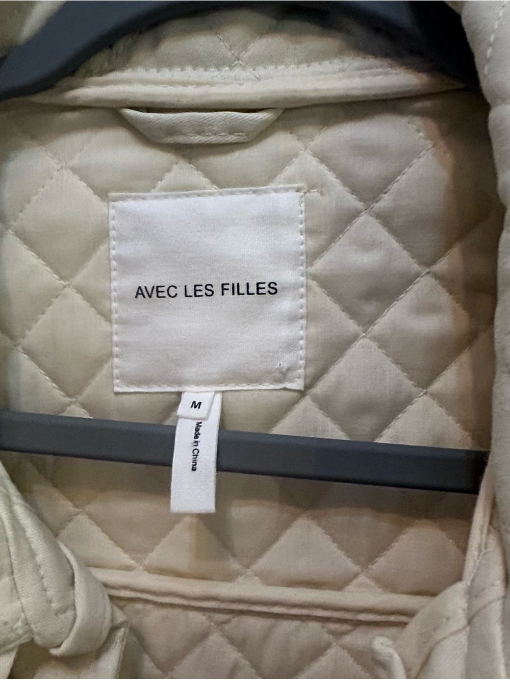Avec Les Filles Cream Quilted Ruffle Collar Jacket - Picture 2 of 4